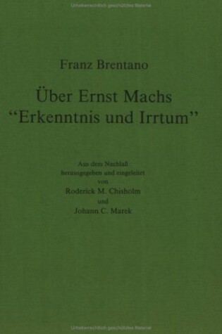 Cover of UEber Ernst Machs Erkenntnis und Irrtum