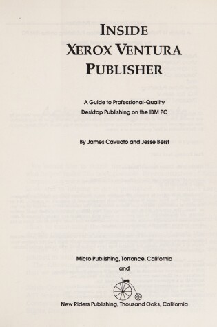 Cover of Inside Xerox Ventura Publisher