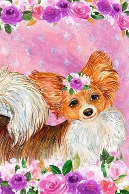 Book cover for Bullet Journal Notebook for Dog Lovers Papillon in Flowers 3