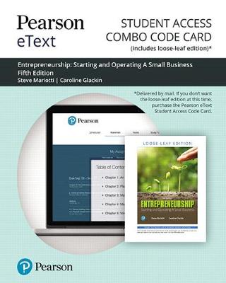 Book cover for Pearson Etext for Entrepreneurship