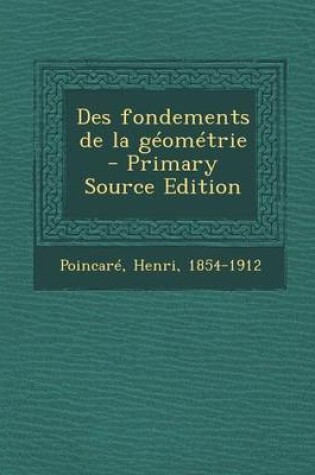 Cover of Des Fondements de La Geometrie