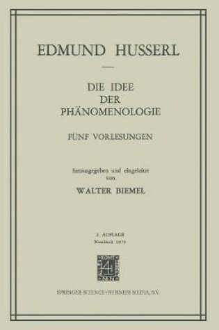 Cover of Die Idee Der Phanomenologie