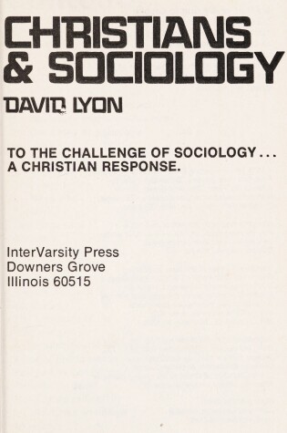 Cover of Christians and Sociology