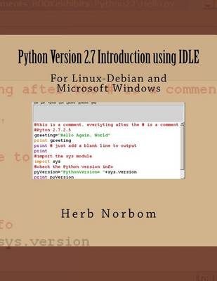 Book cover for Python Version 2.7 Introduction using IDLE