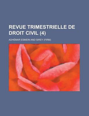 Book cover for Revue Trimestrielle de Droit Civil (4)