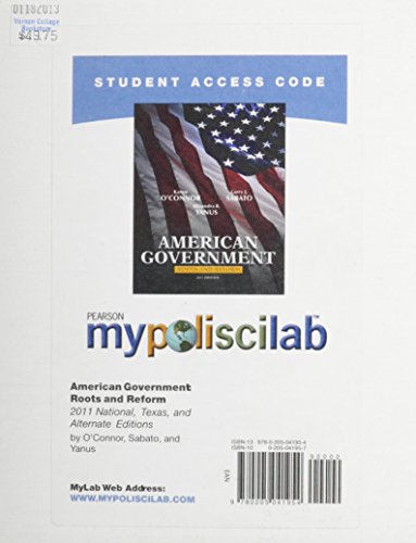 Book cover for MyLab Political Science -- Standalone Access Card -- for American Government