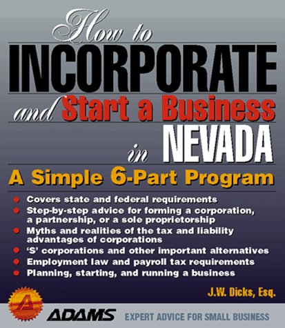 Book cover for How to Incorporate and Start a Business in Nevada