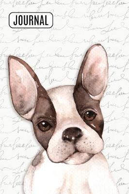 Cover of Lined Journal Notebook Watercolor Boston Terrier