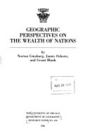 Cover of Geographic Perspectives on the Wealth of Nations