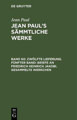 Book cover for Jean Paul's Sammtliche Werke, Band 60, Zwoelfte Lieferung. Funfter Band
