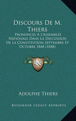 Book cover for Discours de M. Thiers