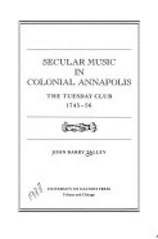 Cover of Secular Music in Colonial Ann CB