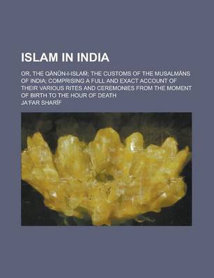 Book cover for Islam in India; Or, the Q N N-I-Islam; The Customs of the Musalm NS of India; Comprising a Full and Exact Account of Their Various Rites and Ceremonie