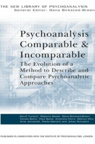 Cover of Psychoanalysis Comparable and Incomparable