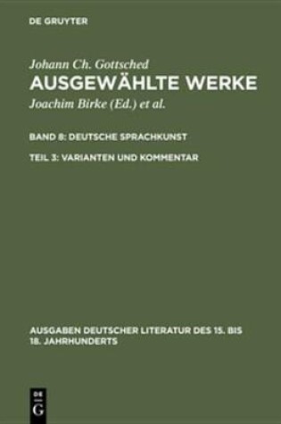 Cover of Deutsche Sprachkunst. Varianten Und Kommentar