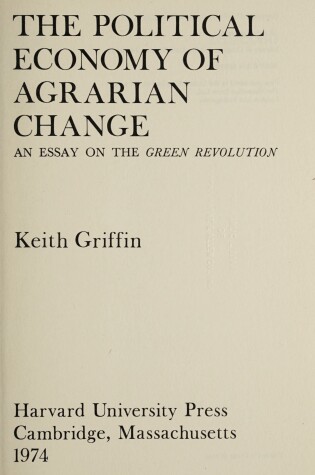 Cover of Griffen: Political Economy Agrarian Ch