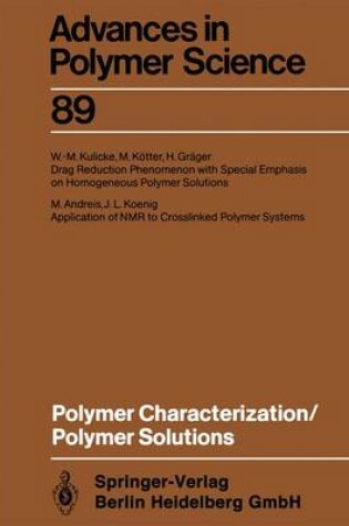 Cover of Polymer Characterization/Polymer Solutions