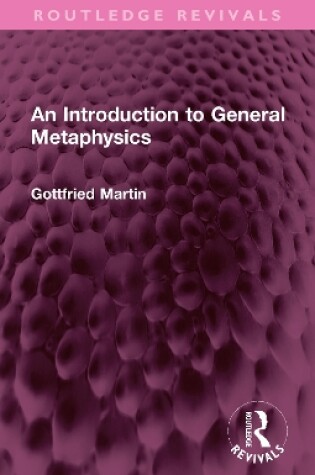 Cover of An Introduction to General Metaphysics