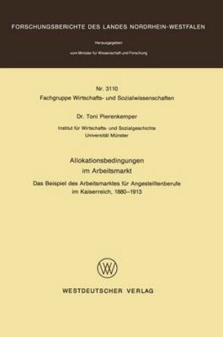 Cover of Allokationsbedingungen im Arbeitsmarkt