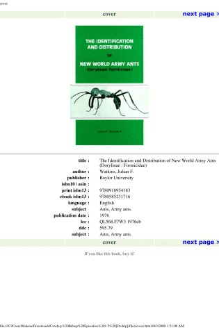 Cover of New World Army Ants