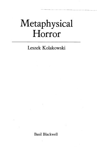 Cover of Horror of Metaphysics