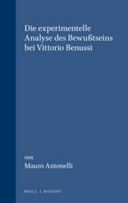 Cover of Die experimentelle Analyse des Bewusstseins bei Vittorio Benussi