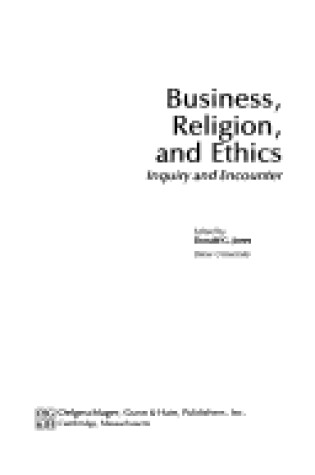 Cover of Business, Religion and Ethics