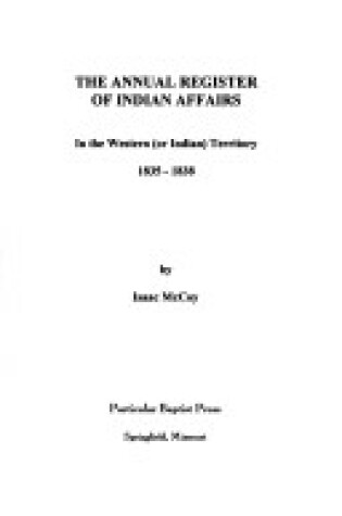 Cover of Annual Register of Indian Affairs