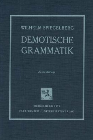 Cover of Demotische Grammatik