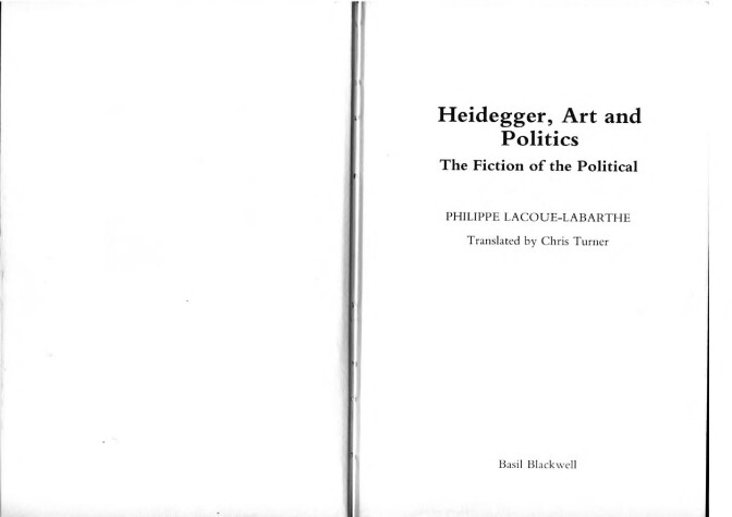 Book cover for Heidegger, Politics and Art