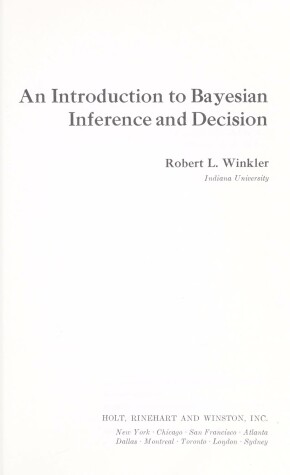 Book cover for Introduction to Bayesian Inference and Decision