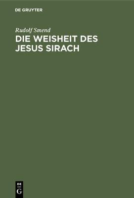 Book cover for Die Weisheit des Jesus Sirach