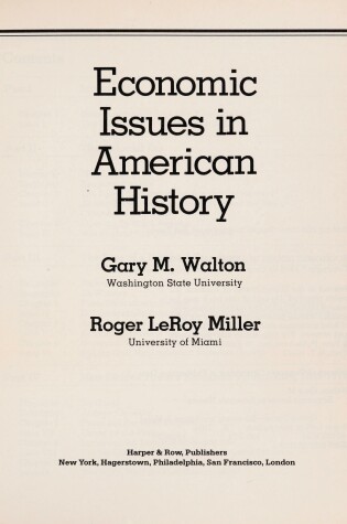 Cover of Economic Issues in American History