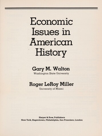 Book cover for Economic Issues in American History