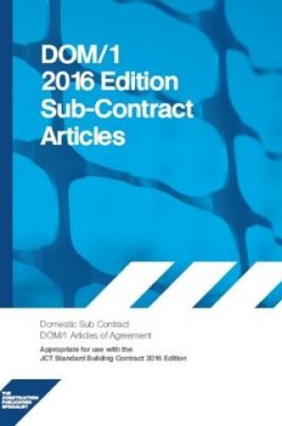Cover of DOM1A 2016 DOM1A Domestic Subcontract - Articles of Agreement