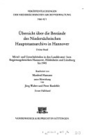 Cover of Ubersicht Uber Die Bestande Des Niedersachsischen Staatsarchivs in Hannover. Band 3