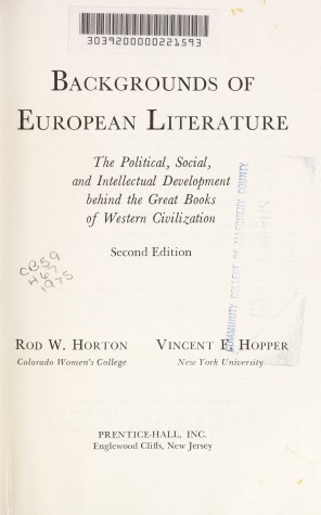 Book cover for Backgrounds of European Literature