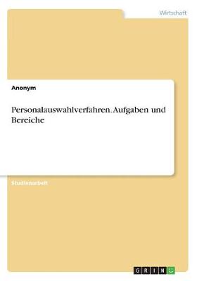 Book cover for Personalauswahlverfahren. Aufgaben und Bereiche