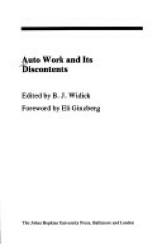 Cover of Auto Work and Its Discontents