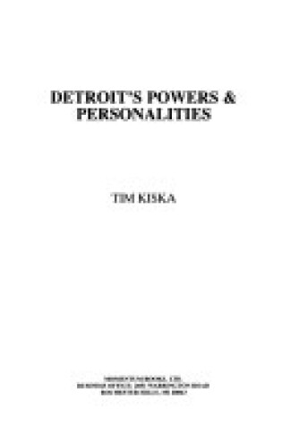 Cover of Detroits Powers/Personalities