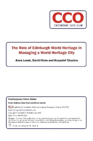 Cover of The Role of Edinburgh World Heritage in Managing a World Heritage City