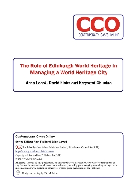 Book cover for The Role of Edinburgh World Heritage in Managing a World Heritage City