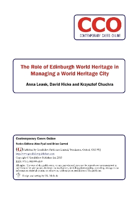 Cover of The Role of Edinburgh World Heritage in Managing a World Heritage City