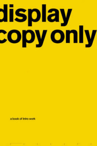 Cover of Display Copy Only: A Book of Intro Work