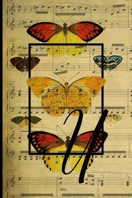 Book cover for Letter "U" - Monogram Butterfly Music Journal - Blank Score Sheets