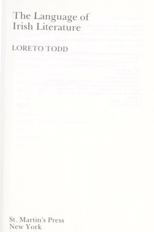 Cover of The Language of Irish Literature