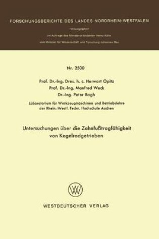 Cover of Untersuchungen UEber Die Zahnfusstragfahigkeit Von Kegelradgetrieben
