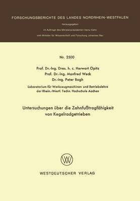 Book cover for Untersuchungen UEber Die Zahnfusstragfahigkeit Von Kegelradgetrieben