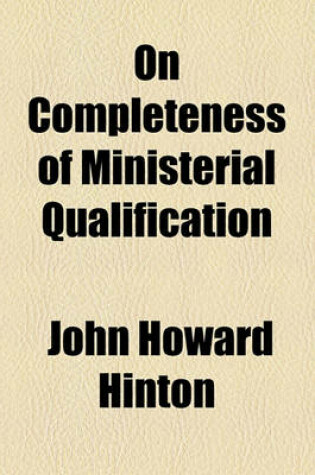 Cover of On Completeness of Ministerial Qualification