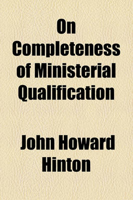 Book cover for On Completeness of Ministerial Qualification